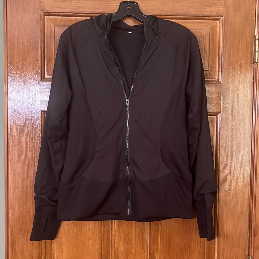 Hooded Black Athletic Zip-Up